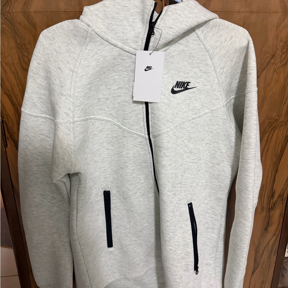 Woman’s Nike Tech Light Gray Hoodie with Black accents NWT